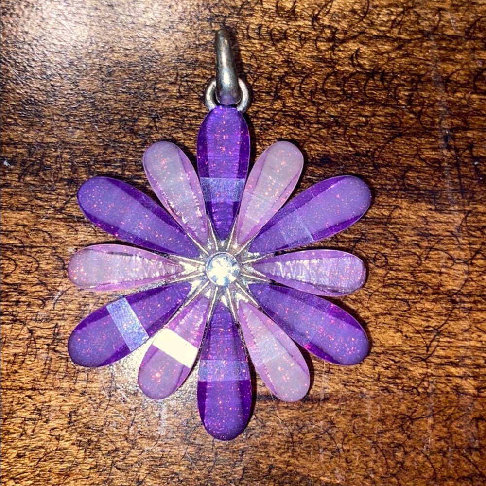 Purple pendant necklace glittery sparkly